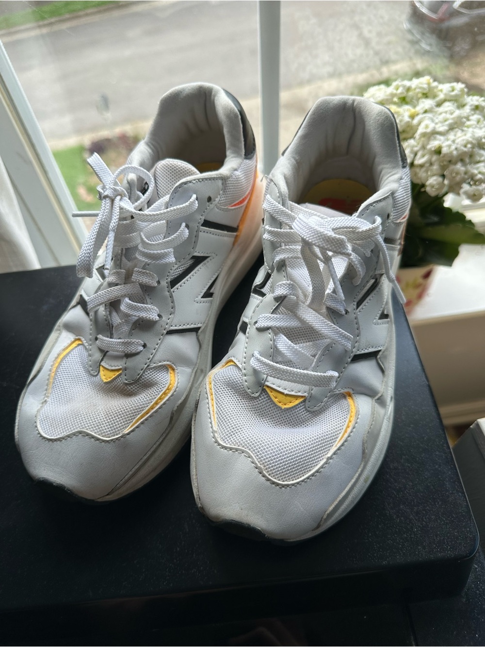 New Balance White Sneakers with Yellow Insole